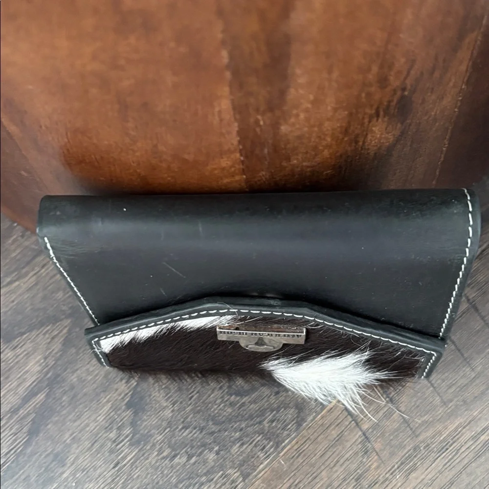 American Bison Hair on Hide,Genuine Leather,5 card,1 ID,bill,zip coin,,snap top